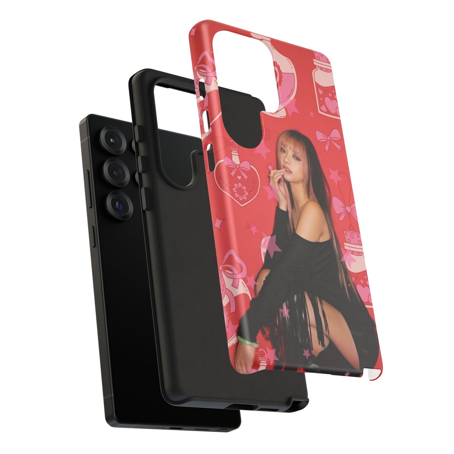 Megan Phone Case — Pink Heart & Perfume Pattern