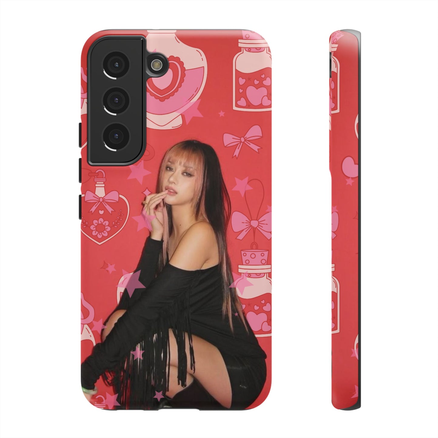 Megan Phone Case — Pink Heart & Perfume Pattern