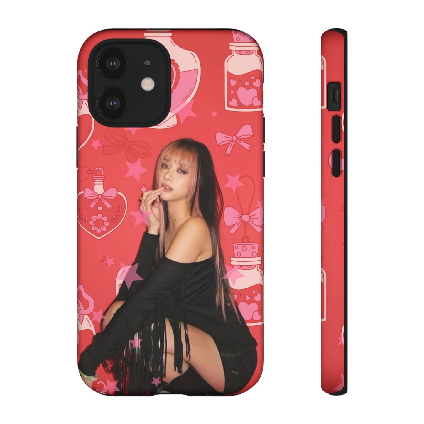 Megan Phone Case — Pink Heart & Perfume Pattern
