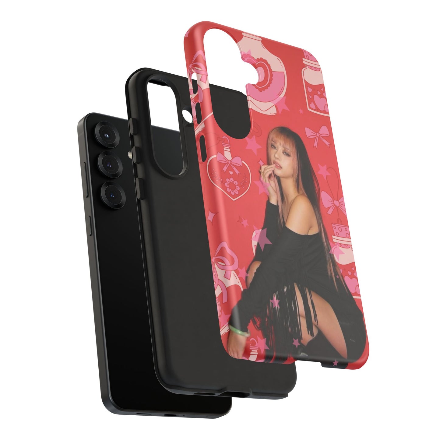 Megan Phone Case — Pink Heart & Perfume Pattern