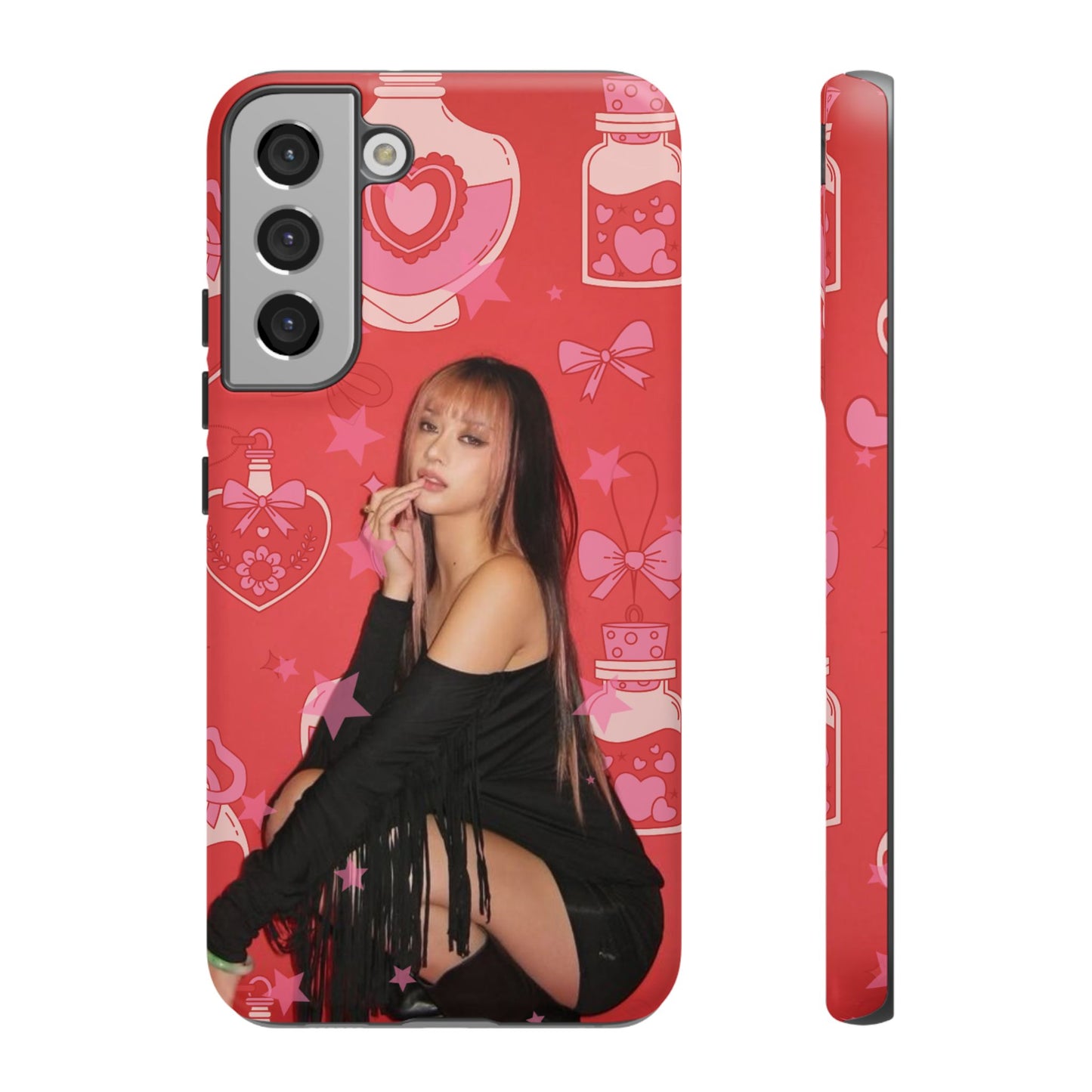Megan Phone Case — Pink Heart & Perfume Pattern