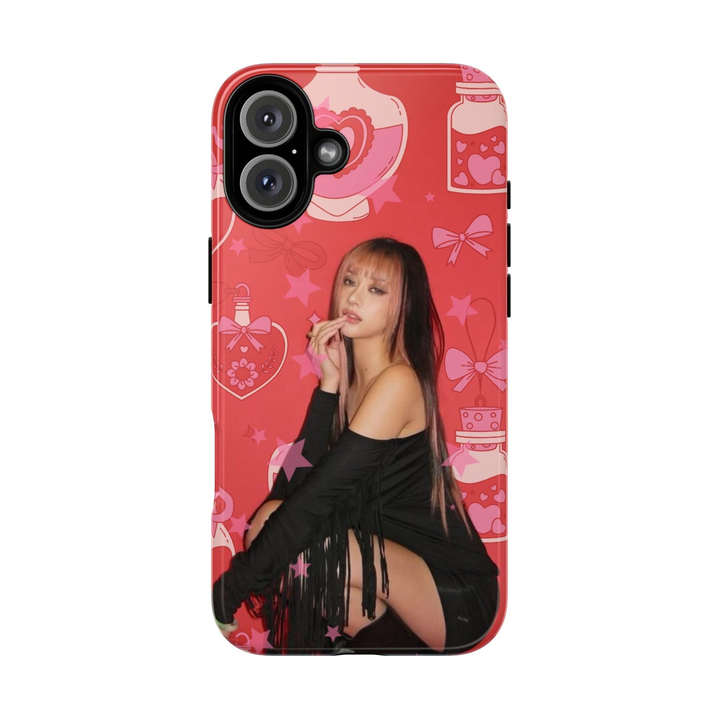 Megan Phone Case — Pink Heart & Perfume Pattern