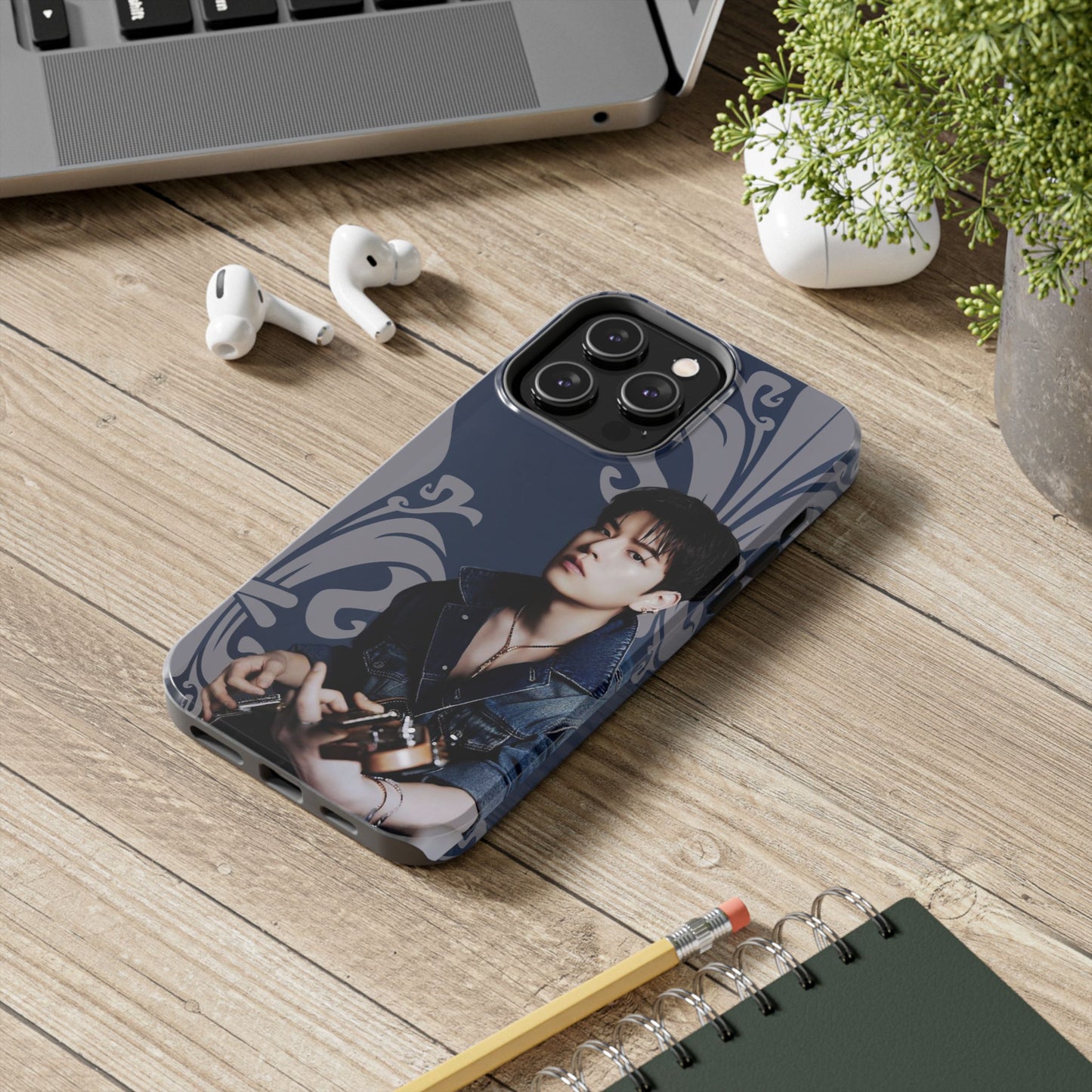 Kim Seungmin Tough Phone Case — Vintage Floral Portrait Design