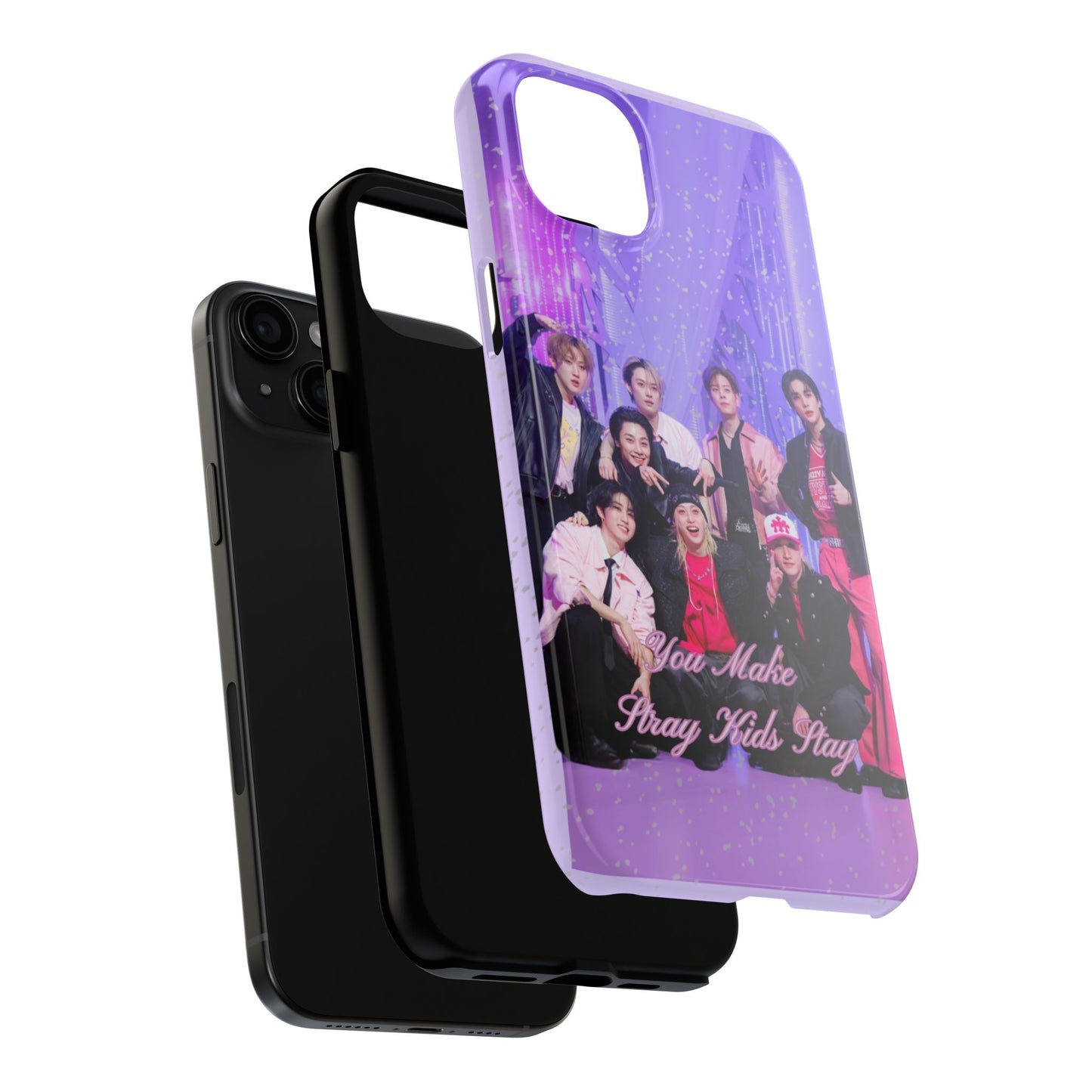 Stray Kids Photo Tough Phone Case — "You Make Stray Kids Stay" Purple K‑Pop Protective Cover