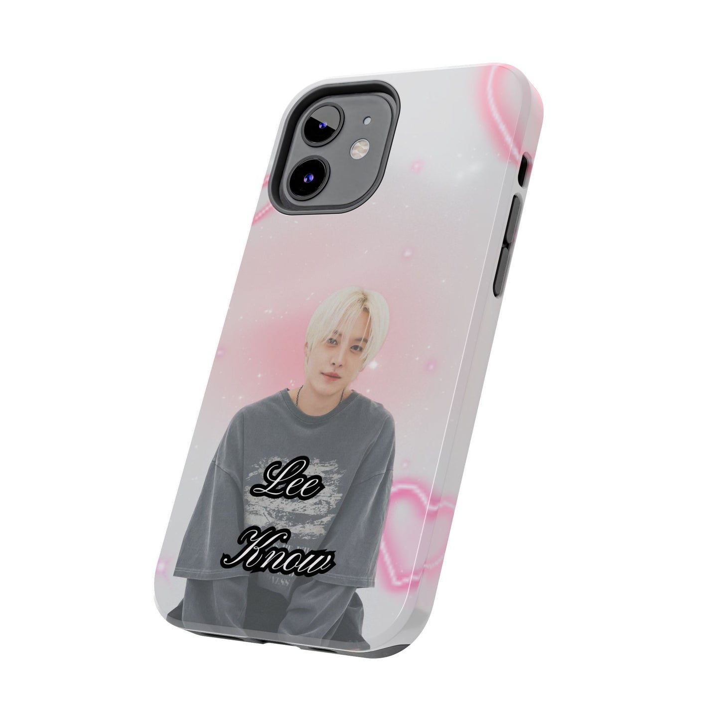 Lee Know Tough Phone Case — Pink Heart Photo Design