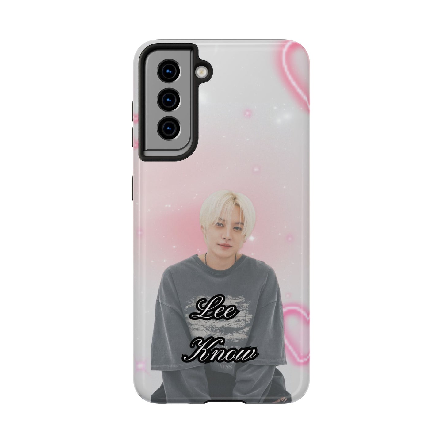 Lee Know Tough Phone Case — Pink Heart Photo Design