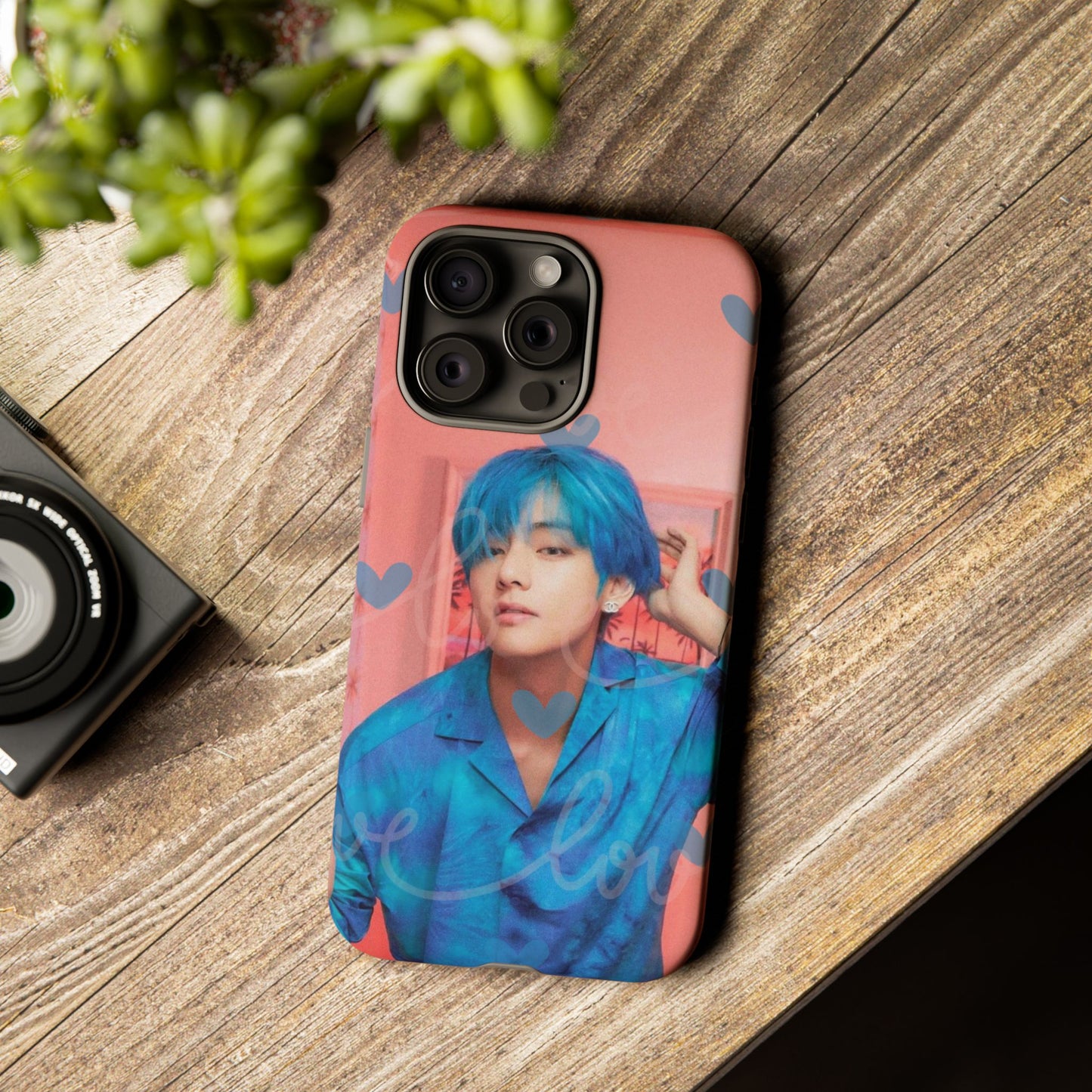 Taehyung Phone Case — Pink Heart/Love Kpop Design