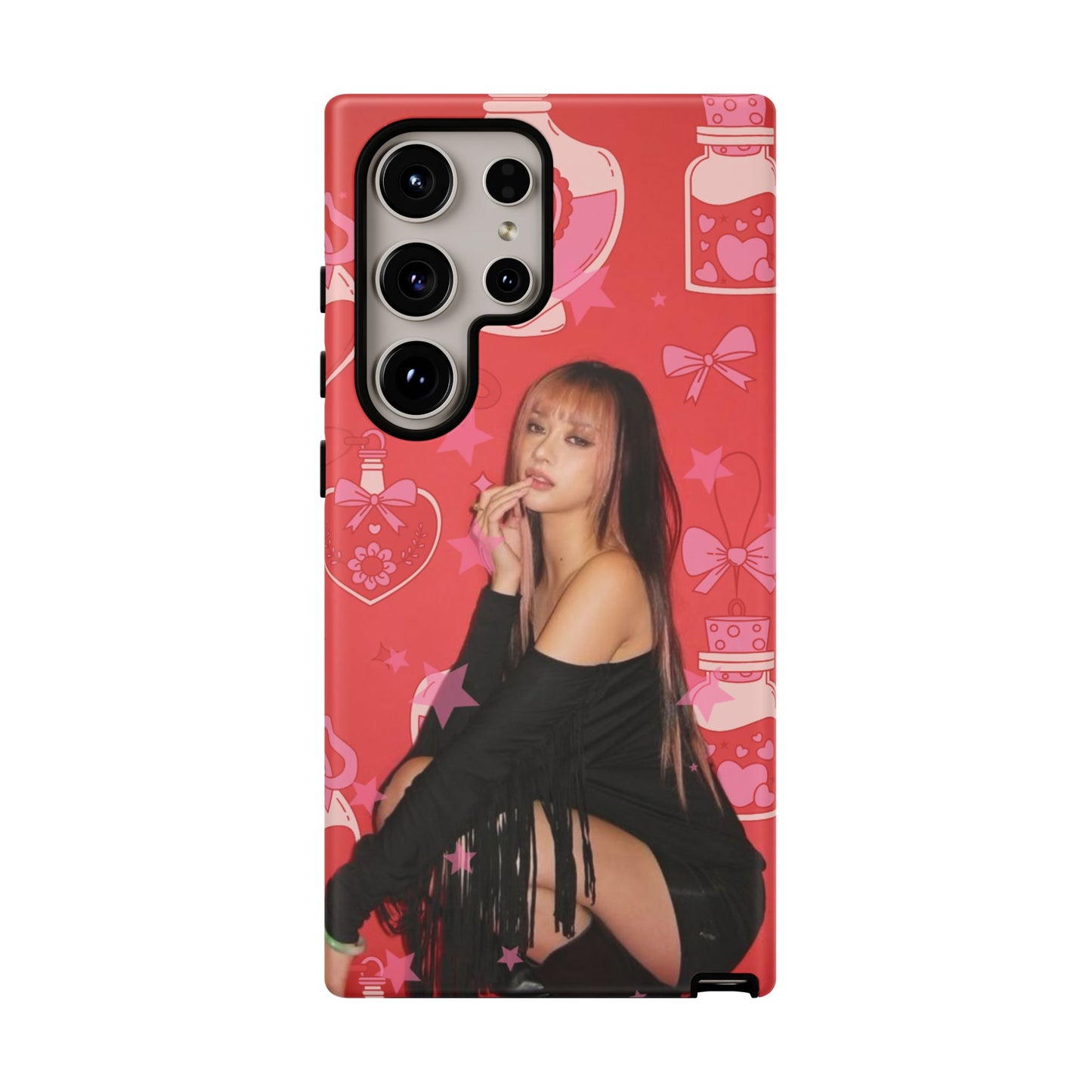 Megan Phone Case — Pink Heart & Perfume Pattern