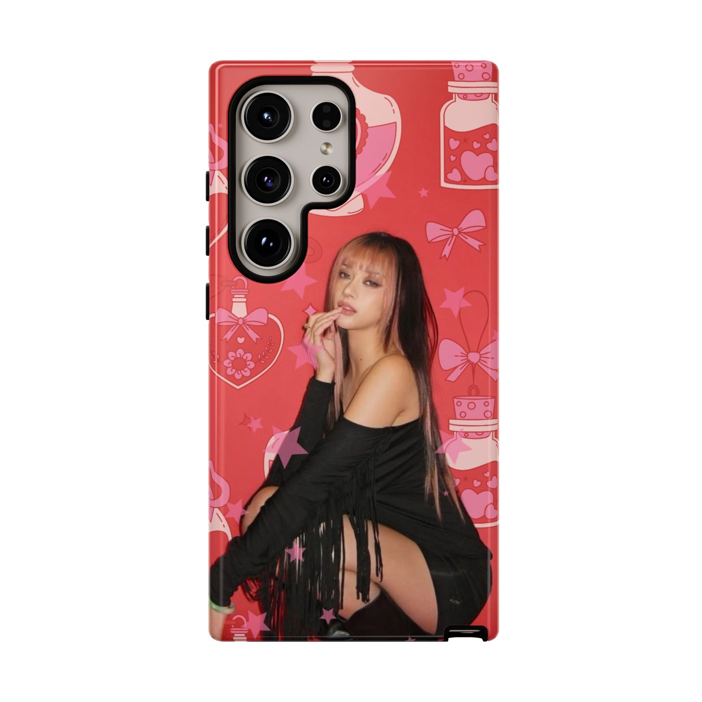 Megan Phone Case — Pink Heart & Perfume Pattern