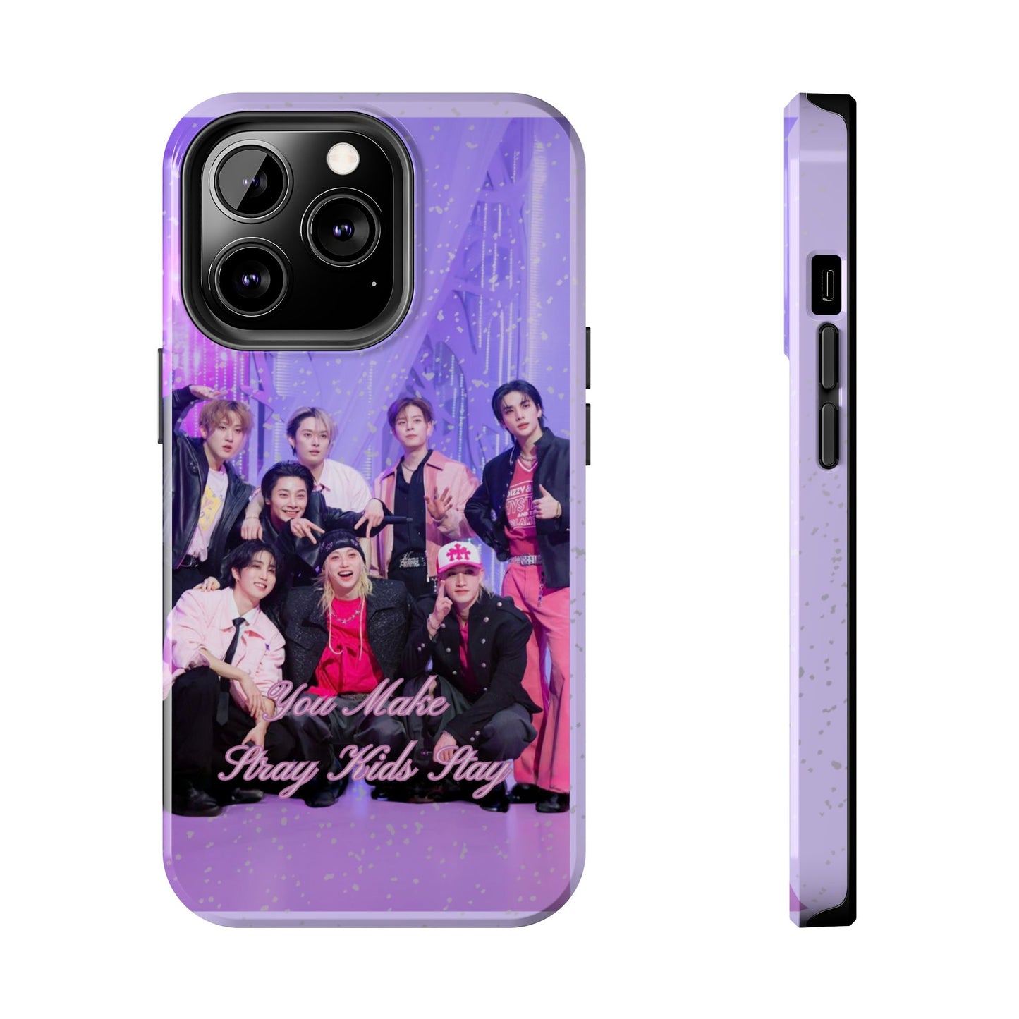 Stray Kids Photo Tough Phone Case — "You Make Stray Kids Stay" Purple K‑Pop Protective Cover