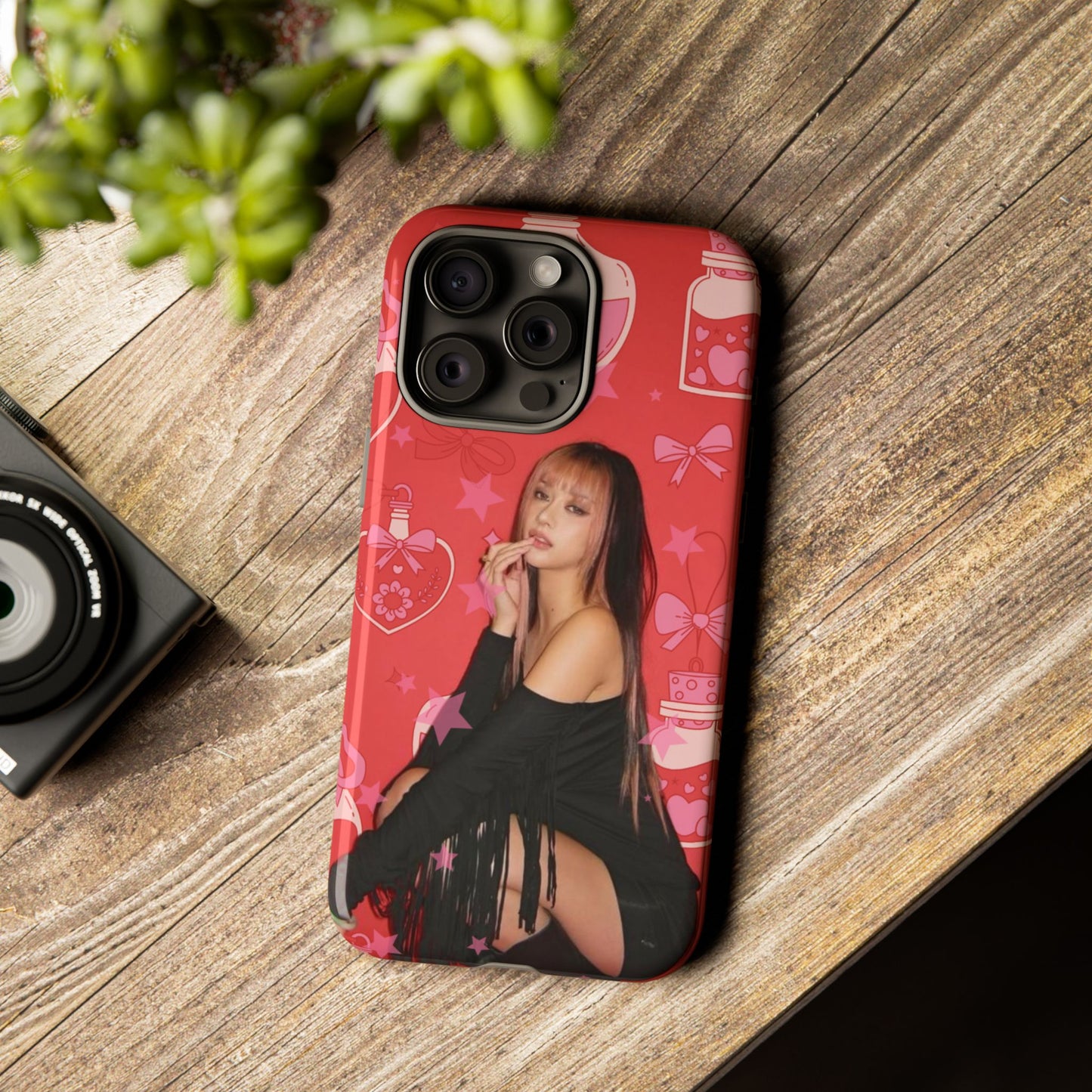 Megan Phone Case — Pink Heart & Perfume Pattern