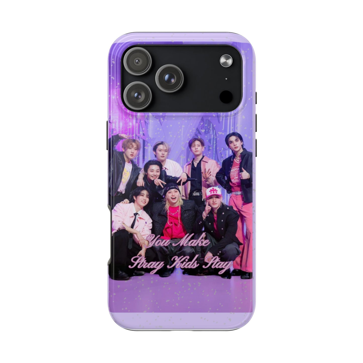 Stray Kids Photo Tough Phone Case — "You Make Stray Kids Stay" Purple K‑Pop Protective Cover