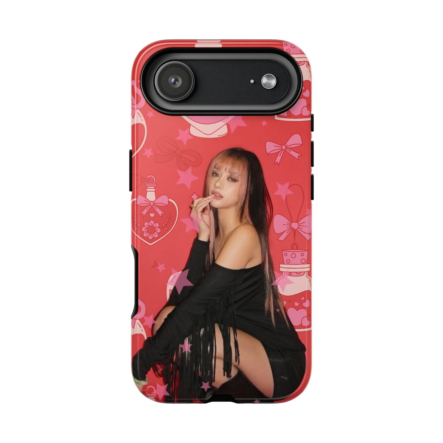 Megan Phone Case — Pink Heart & Perfume Pattern