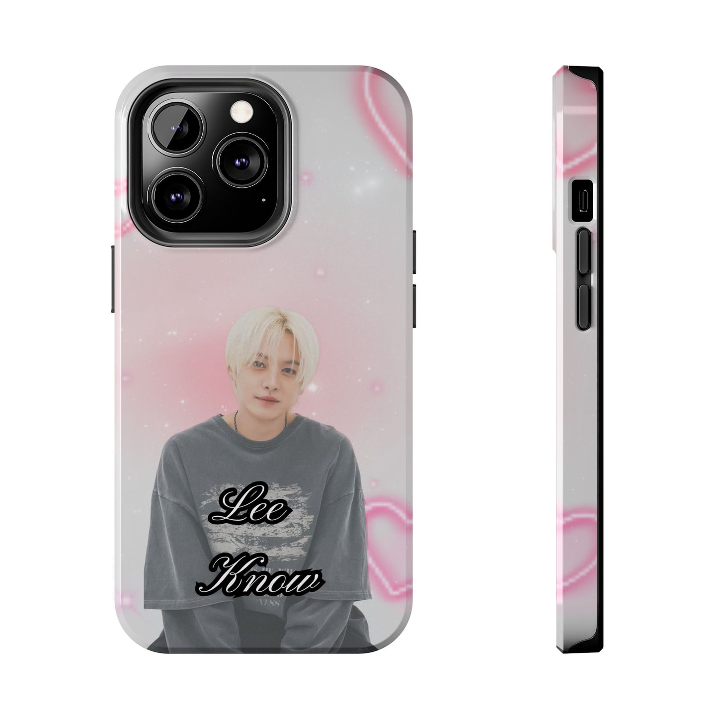 Lee Know Tough Phone Case — Pink Heart Photo Design