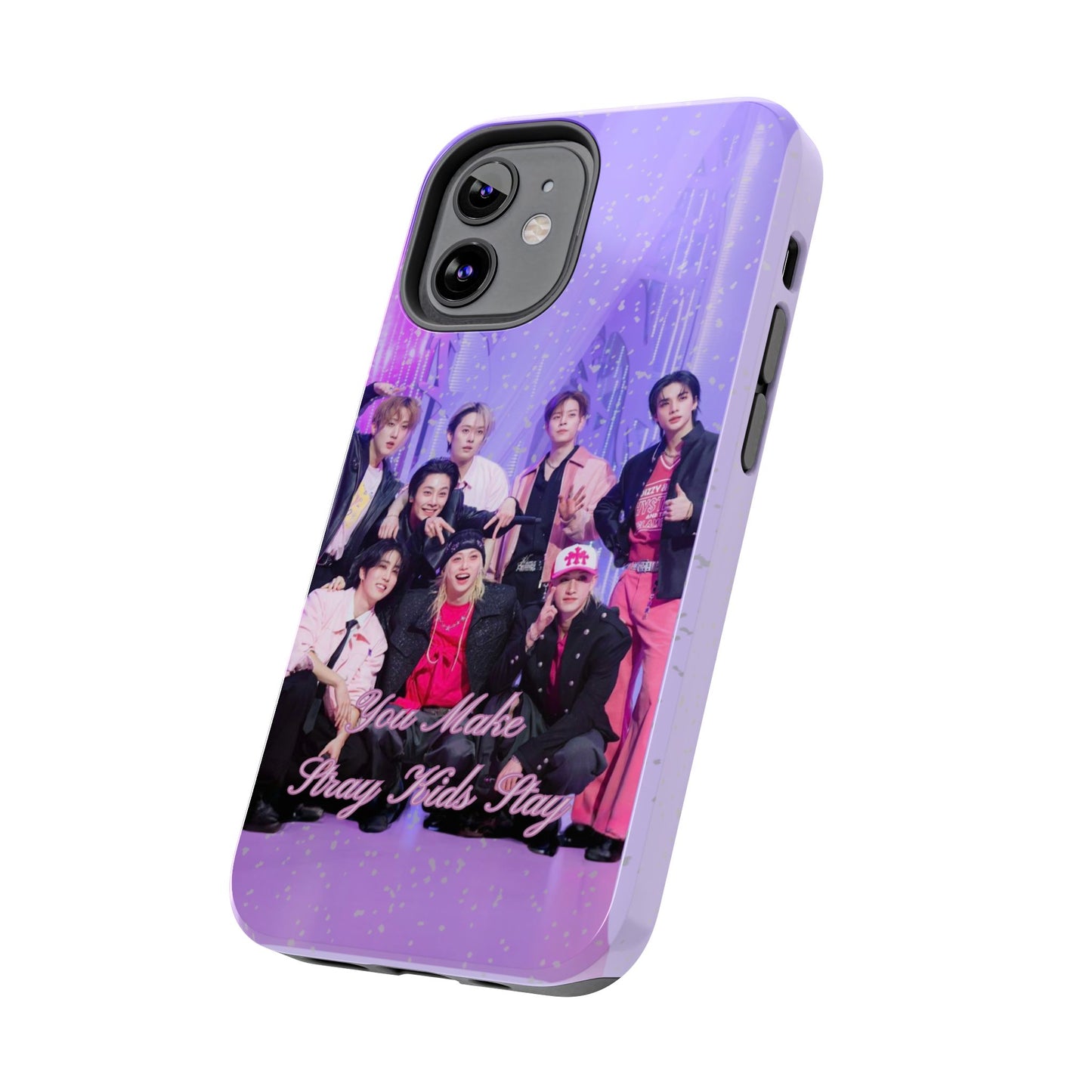 Stray Kids Photo Tough Phone Case — "You Make Stray Kids Stay" Purple K‑Pop Protective Cover