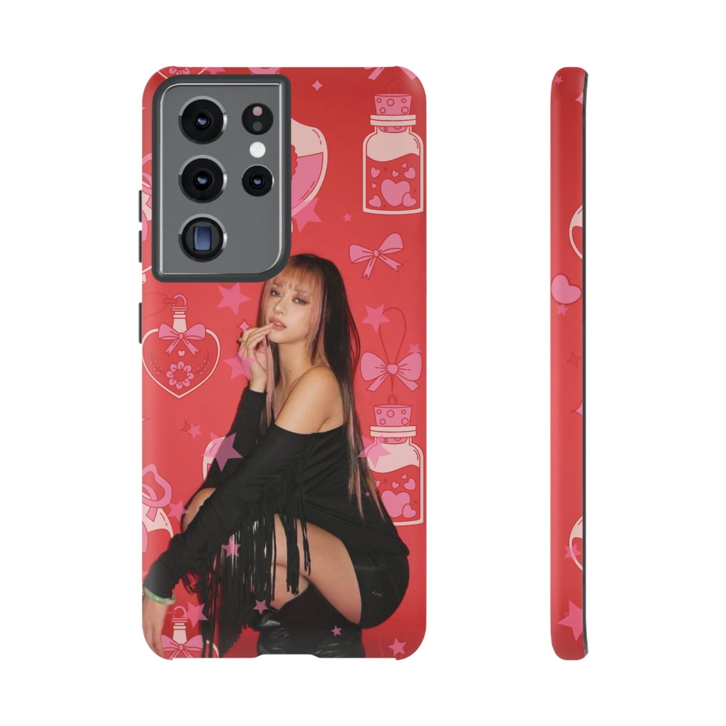 Megan Phone Case — Pink Heart & Perfume Pattern