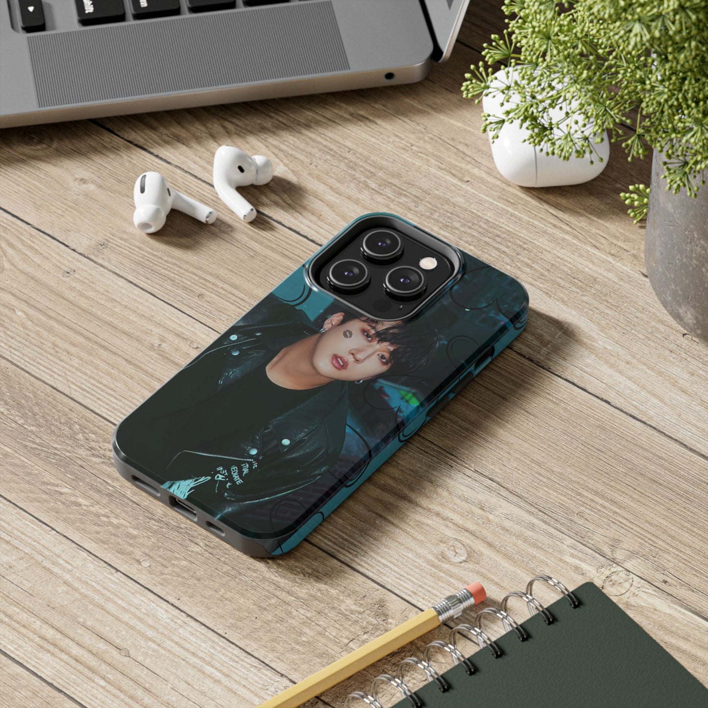 Seo Changbin Tough Phone Case — Moody Teal Portrait Design