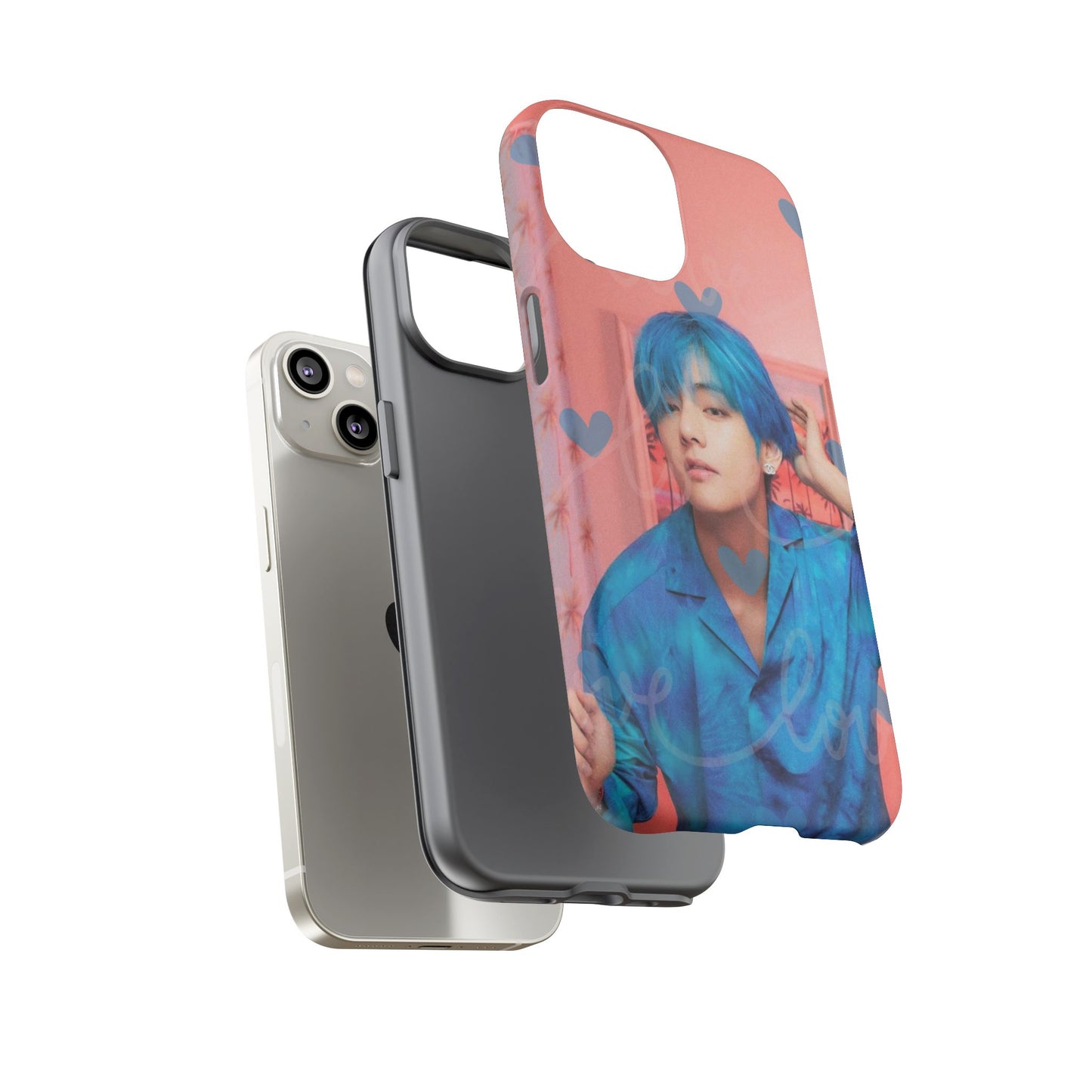 Taehyung Phone Case — Pink Heart/Love Kpop Design