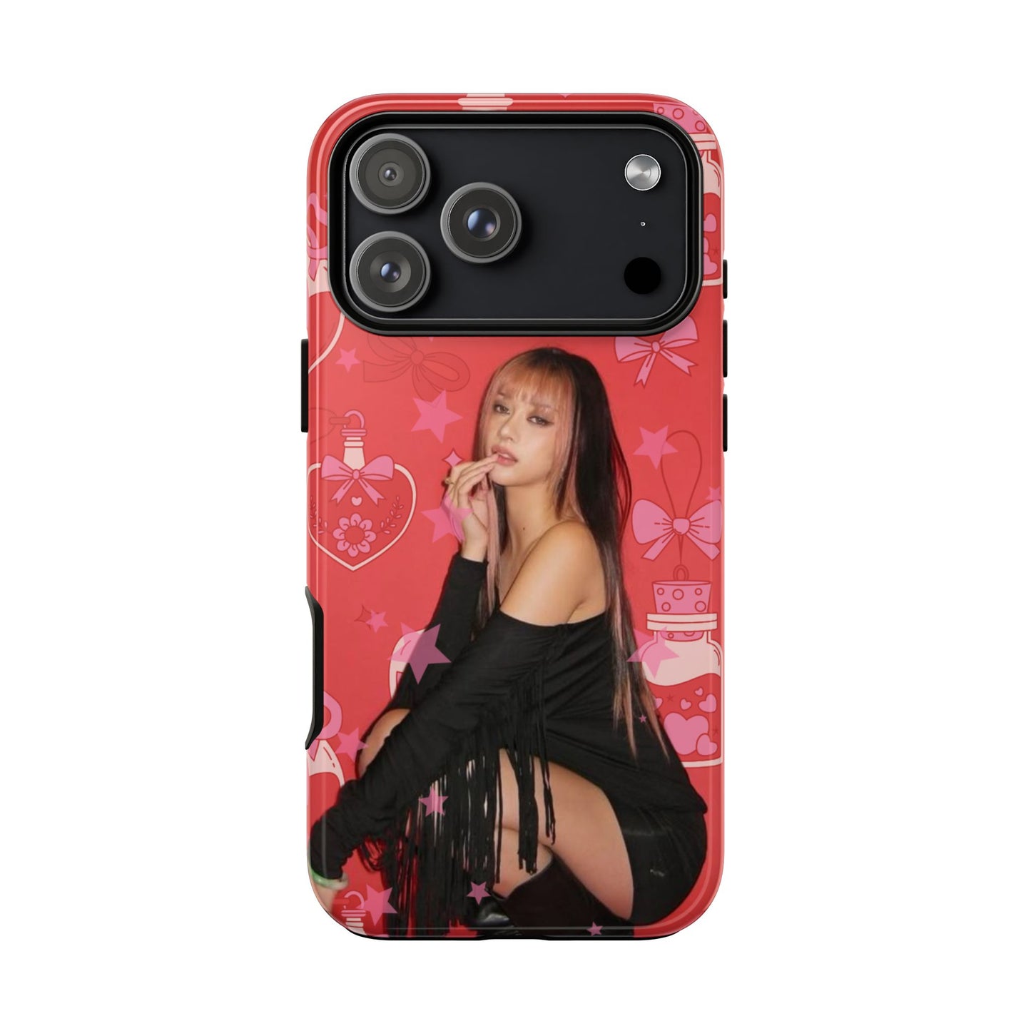 Megan Phone Case — Pink Heart & Perfume Pattern