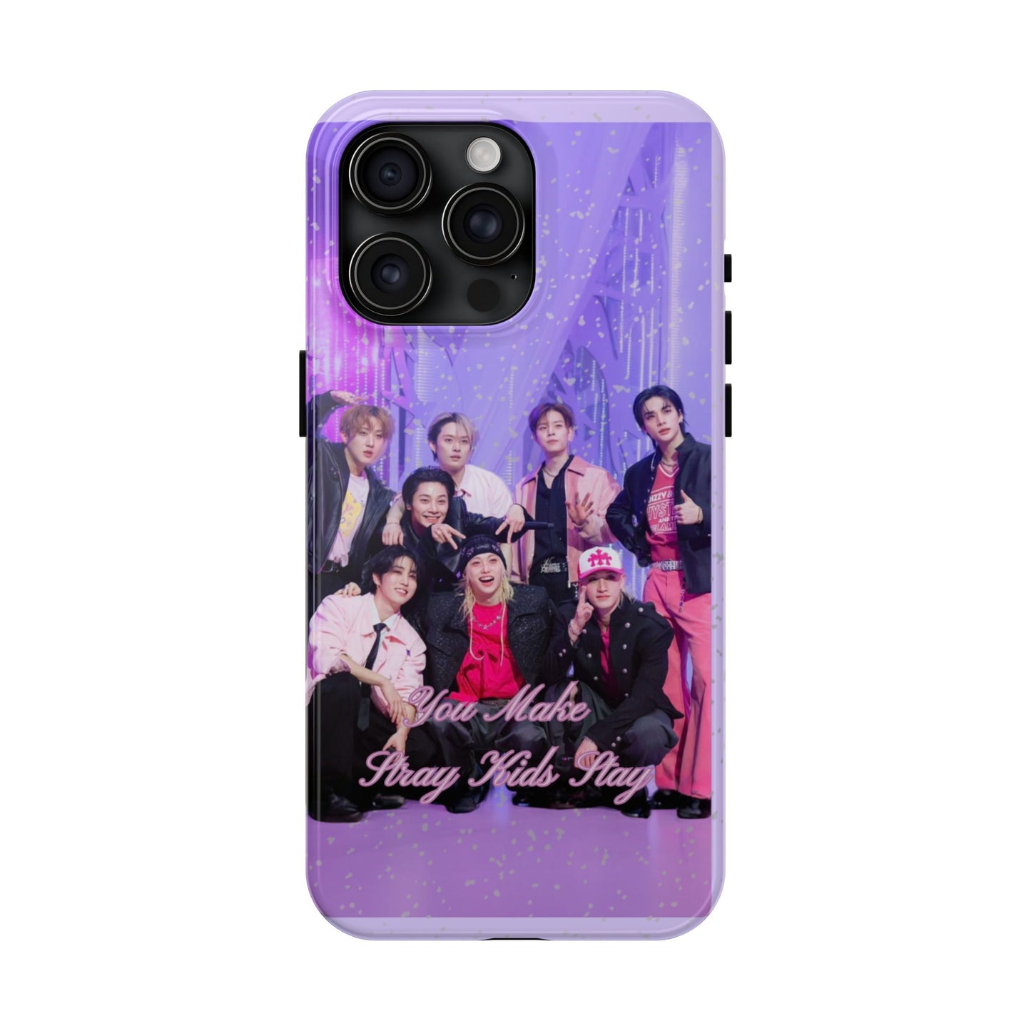 Stray Kids Photo Tough Phone Case — "You Make Stray Kids Stay" Purple K‑Pop Protective Cover