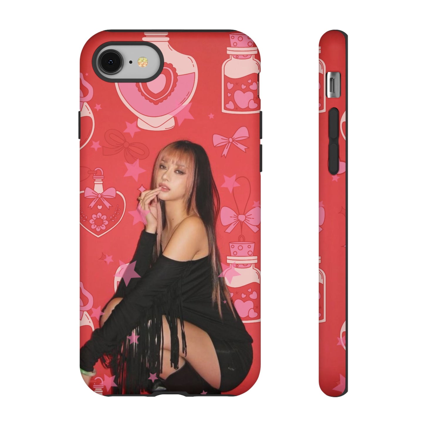 Megan Phone Case — Pink Heart & Perfume Pattern