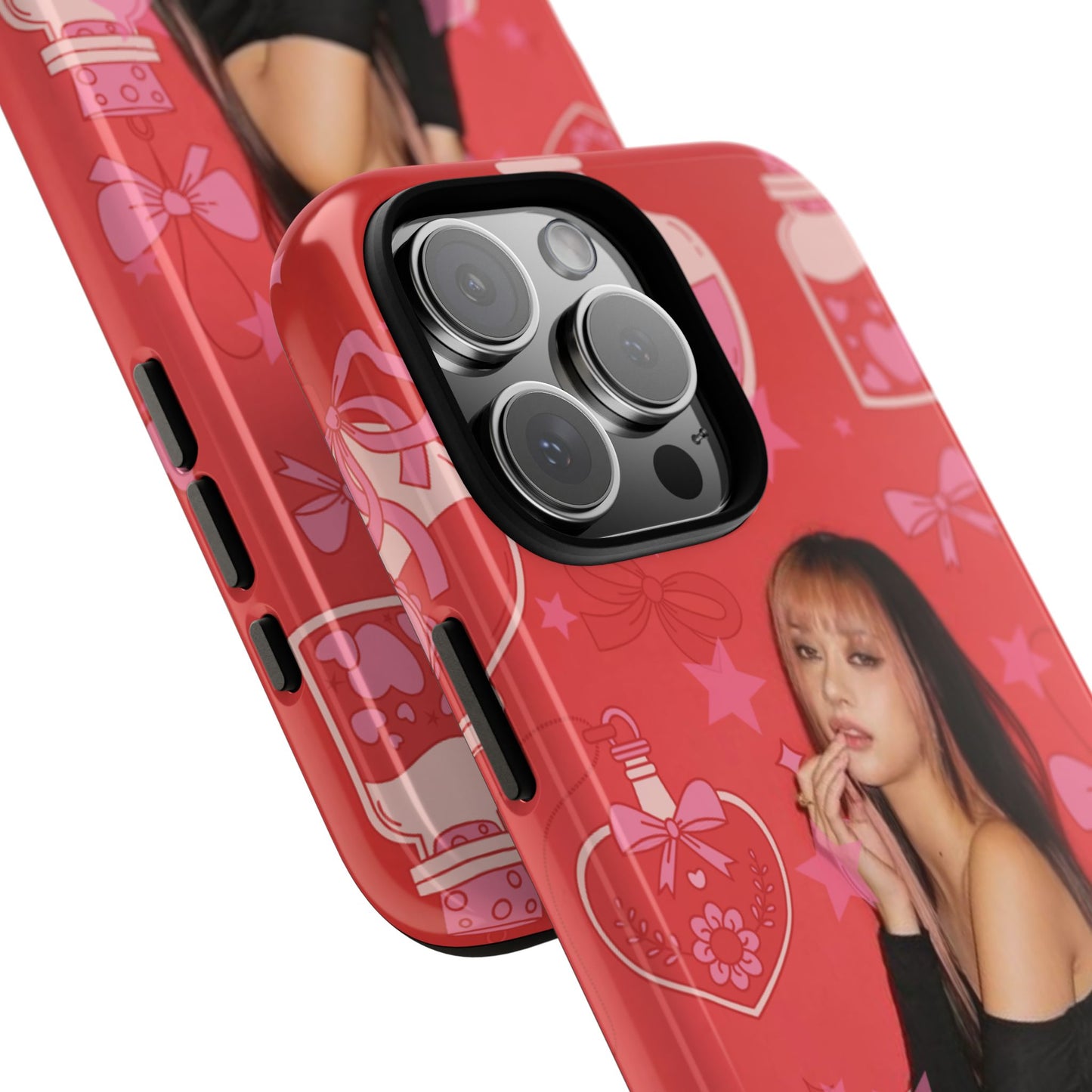 Megan Phone Case — Pink Heart & Perfume Pattern