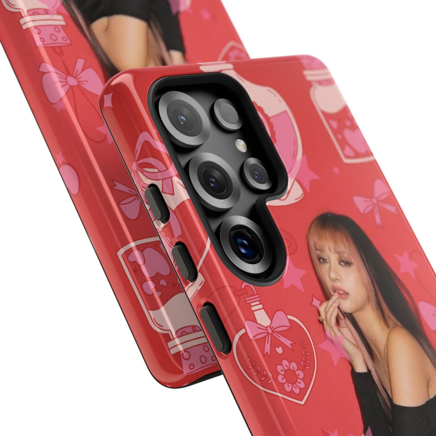 Megan Phone Case — Pink Heart & Perfume Pattern