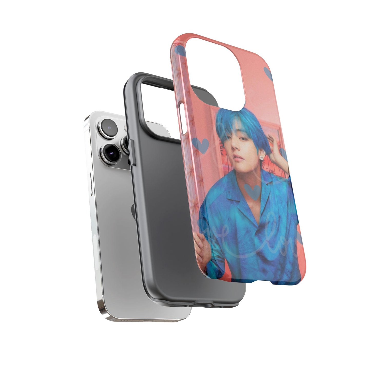 Taehyung Phone Case — Pink Heart/Love Kpop Design