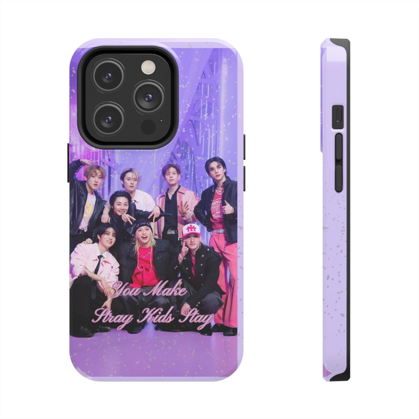 Stray Kids Photo Tough Phone Case — "You Make Stray Kids Stay" Purple K‑Pop Protective Cover