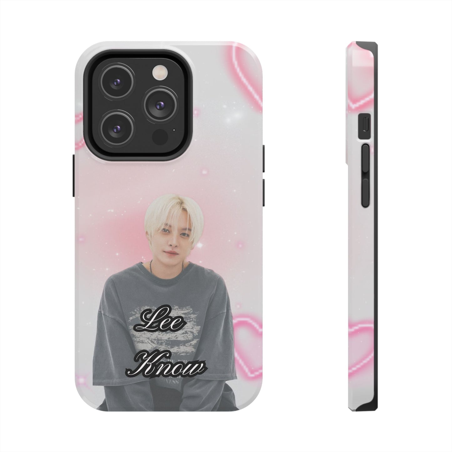 Lee Know Tough Phone Case — Pink Heart Photo Design