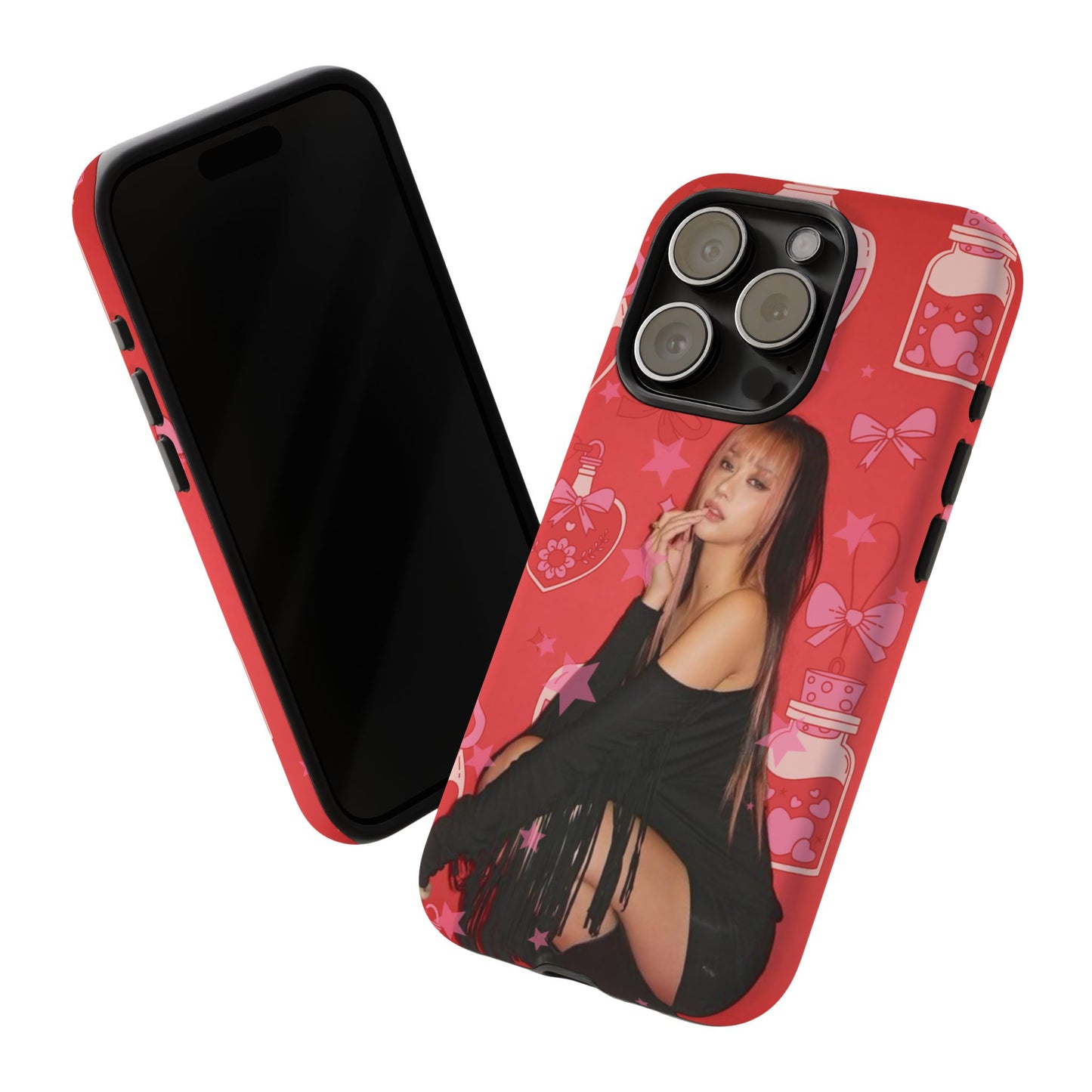 Megan Phone Case — Pink Heart & Perfume Pattern