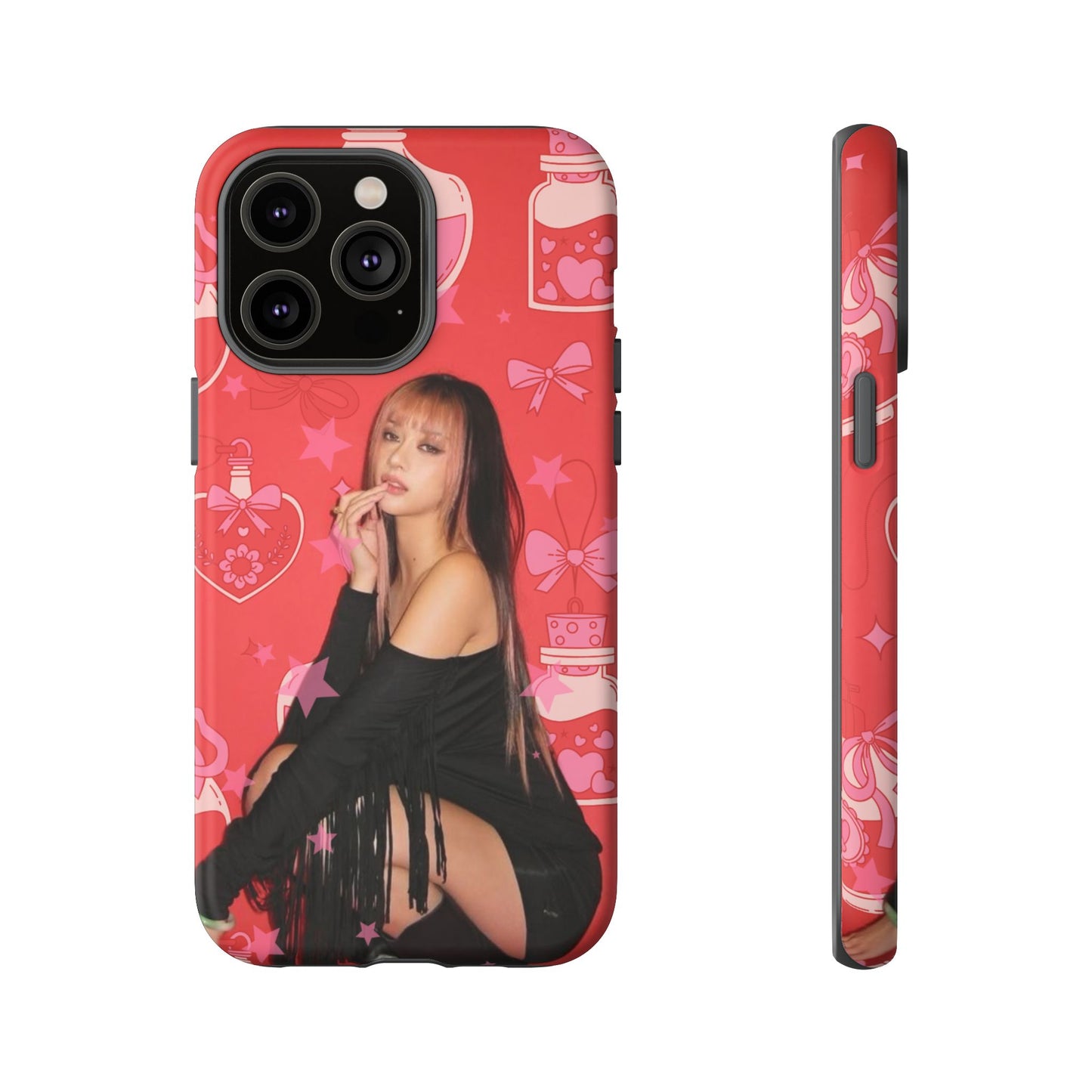 Megan Phone Case — Pink Heart & Perfume Pattern