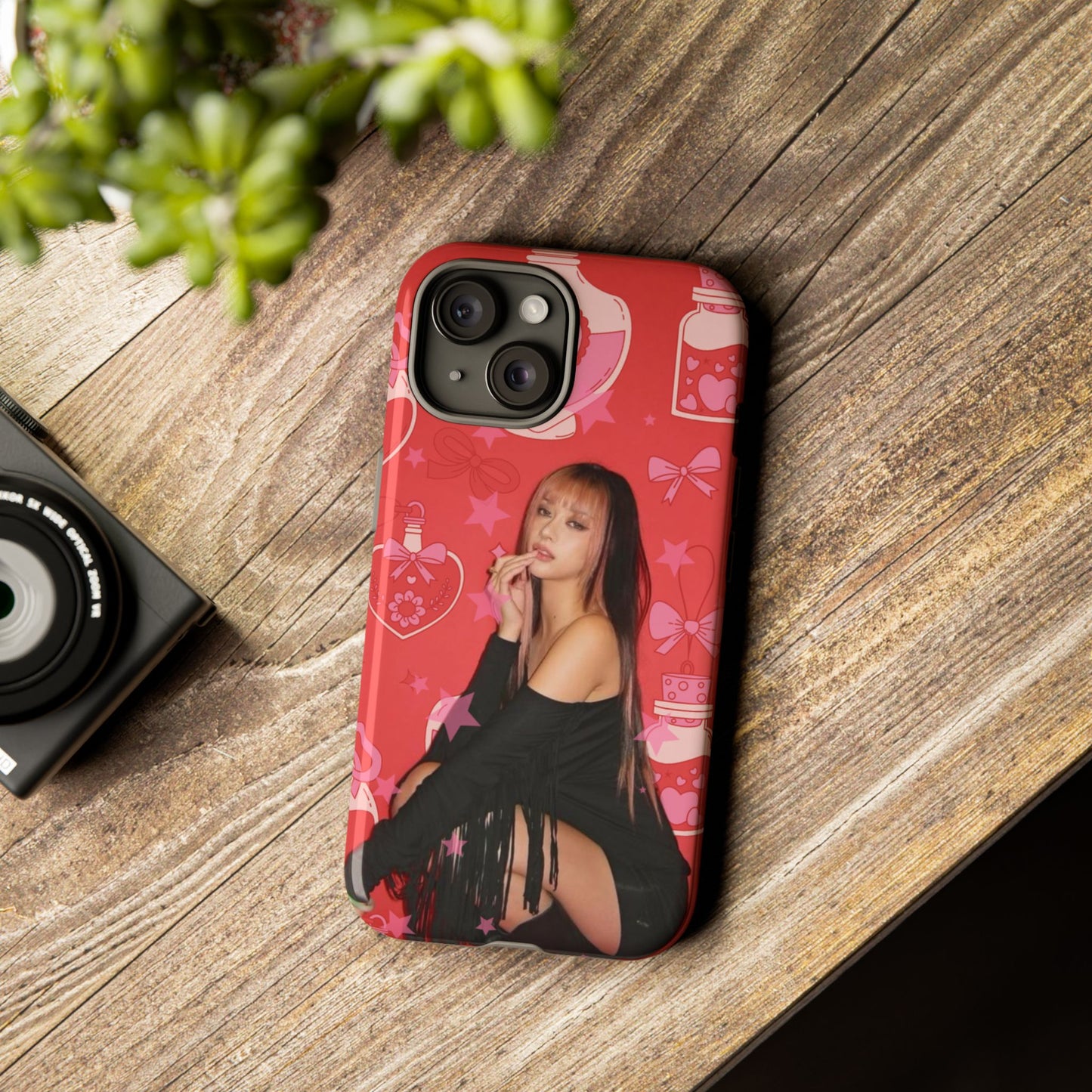 Megan Phone Case — Pink Heart & Perfume Pattern