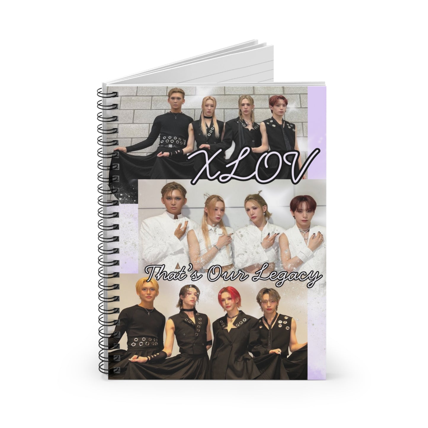 XLOV band collage Spiral Notebook - Ruled Journal, K-pop style photo cover