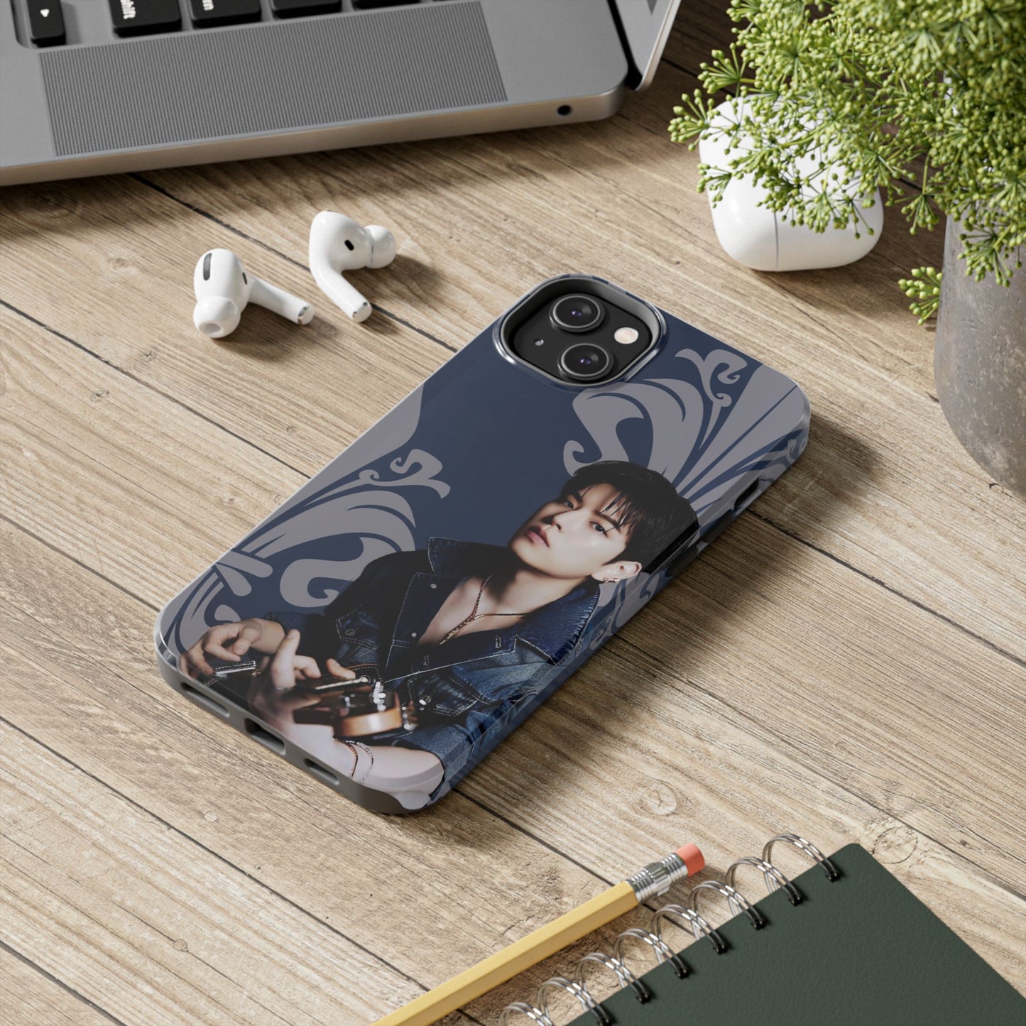 Kim Seungmin Tough Phone Case — Vintage Floral Portrait Design