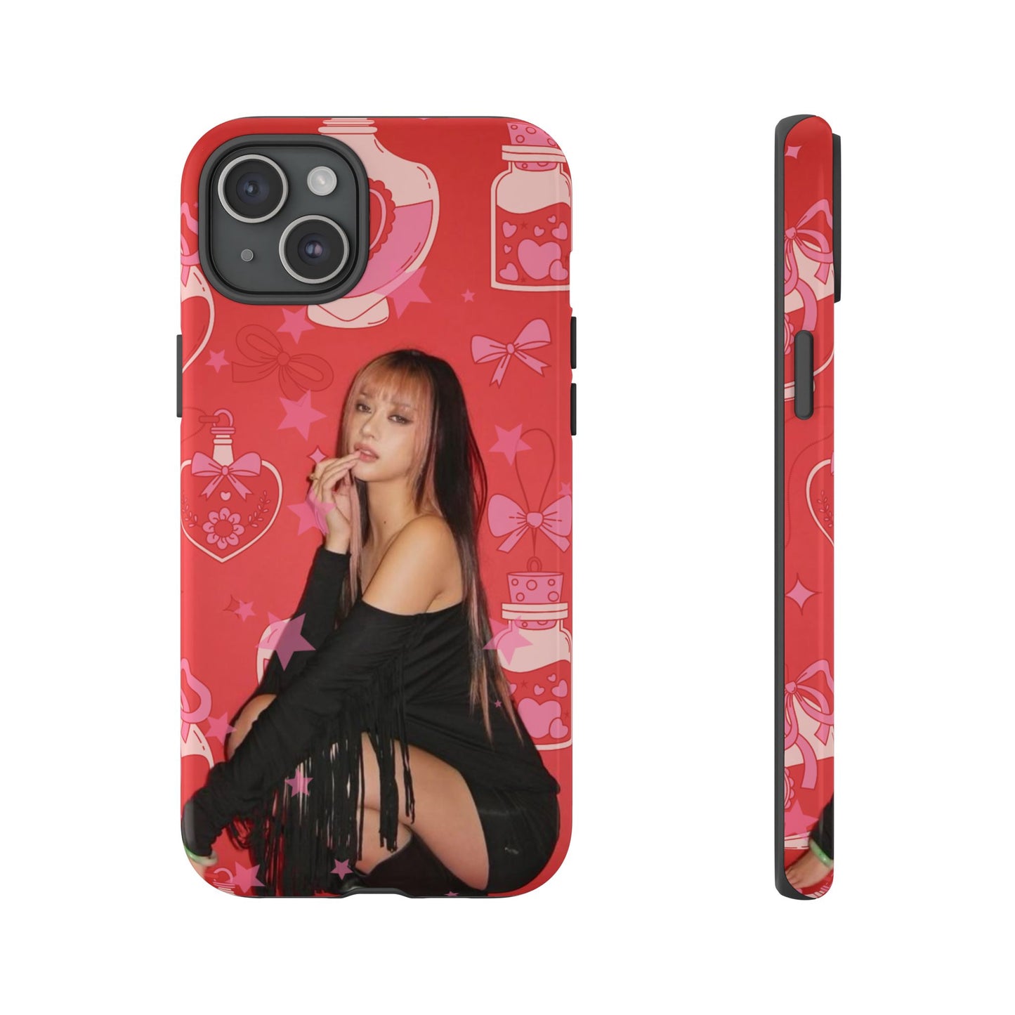 Megan Phone Case — Pink Heart & Perfume Pattern