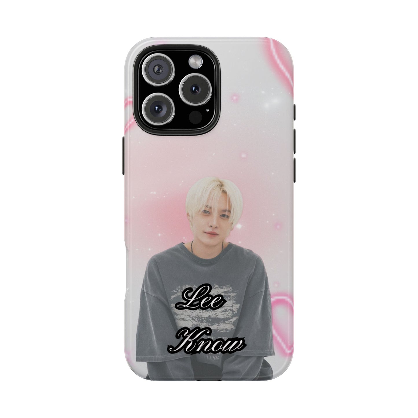 Lee Know Tough Phone Case — Pink Heart Photo Design
