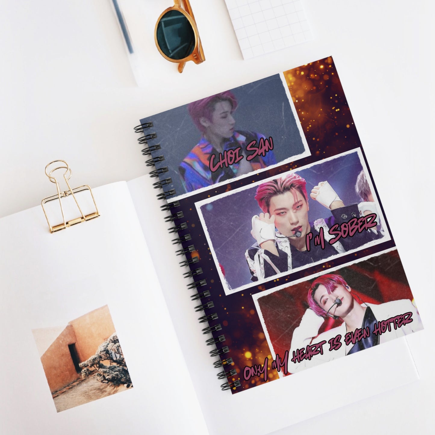 Choi San Spiral Notebook — "I'm Sober" Photo Collage Ruled Journal
