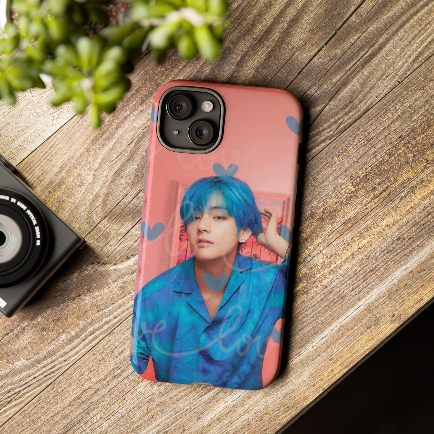 Taehyung Phone Case — Pink Heart/Love Kpop Design