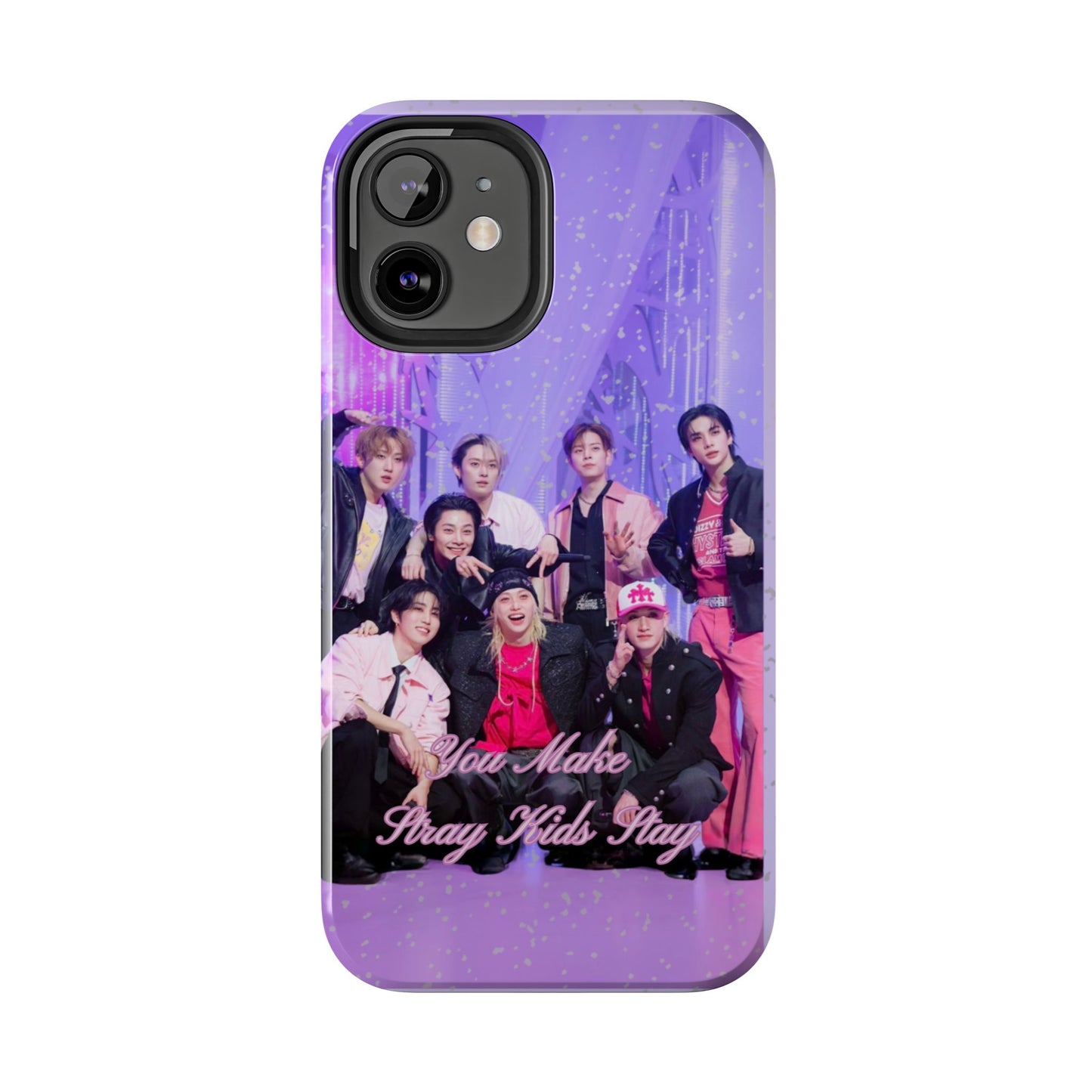 Stray Kids Photo Tough Phone Case — "You Make Stray Kids Stay" Purple K‑Pop Protective Cover