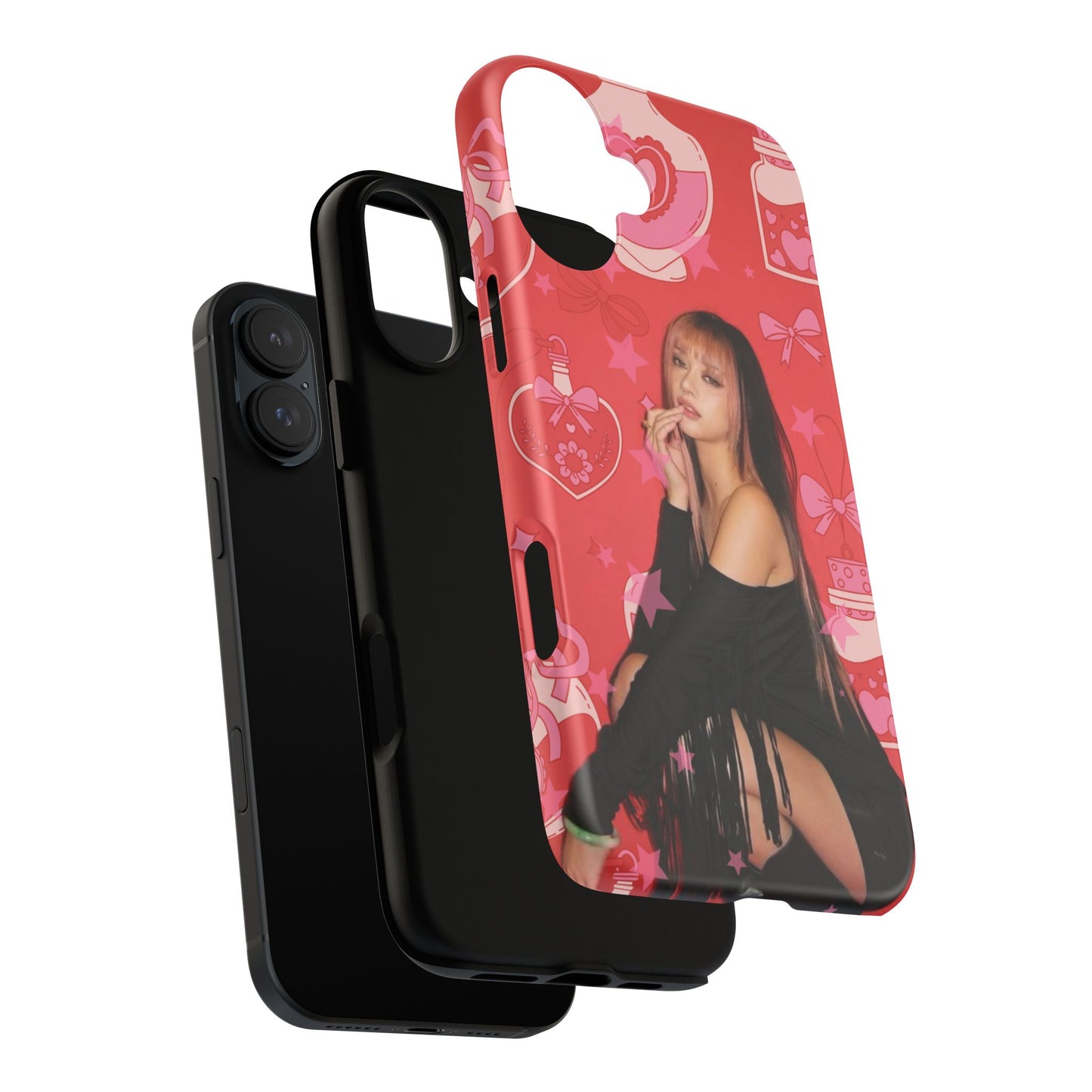 Megan Phone Case — Pink Heart & Perfume Pattern