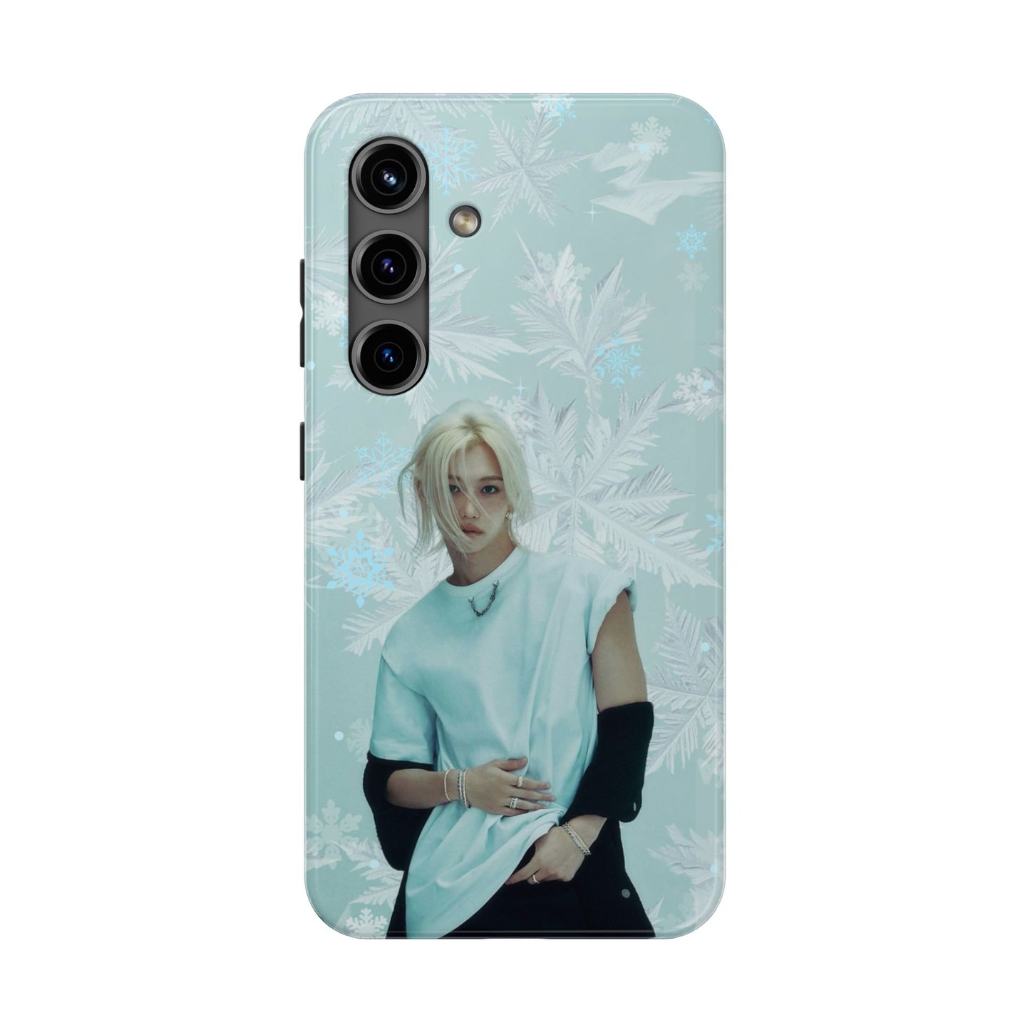 Lee Felix Tough Phone Case — Pastel K-Pop Idol Floral Armor