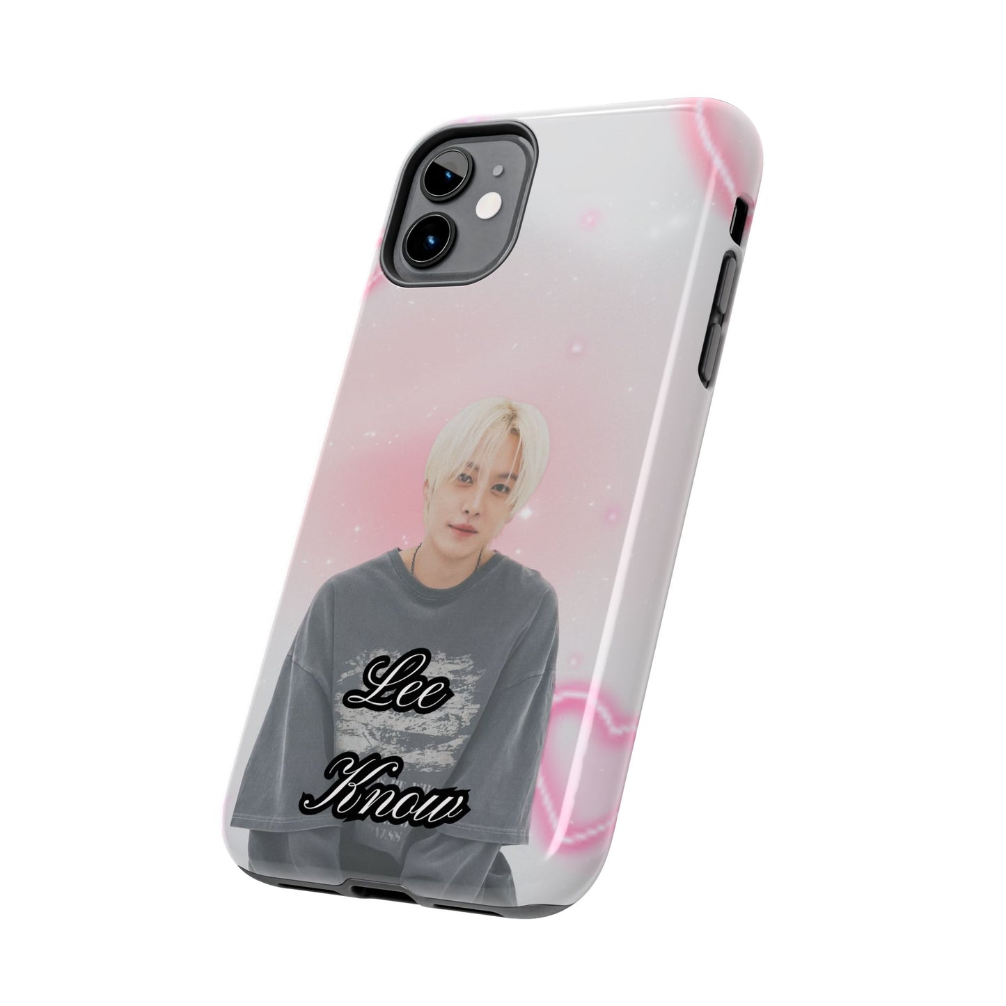 Lee Know Tough Phone Case — Pink Heart Photo Design