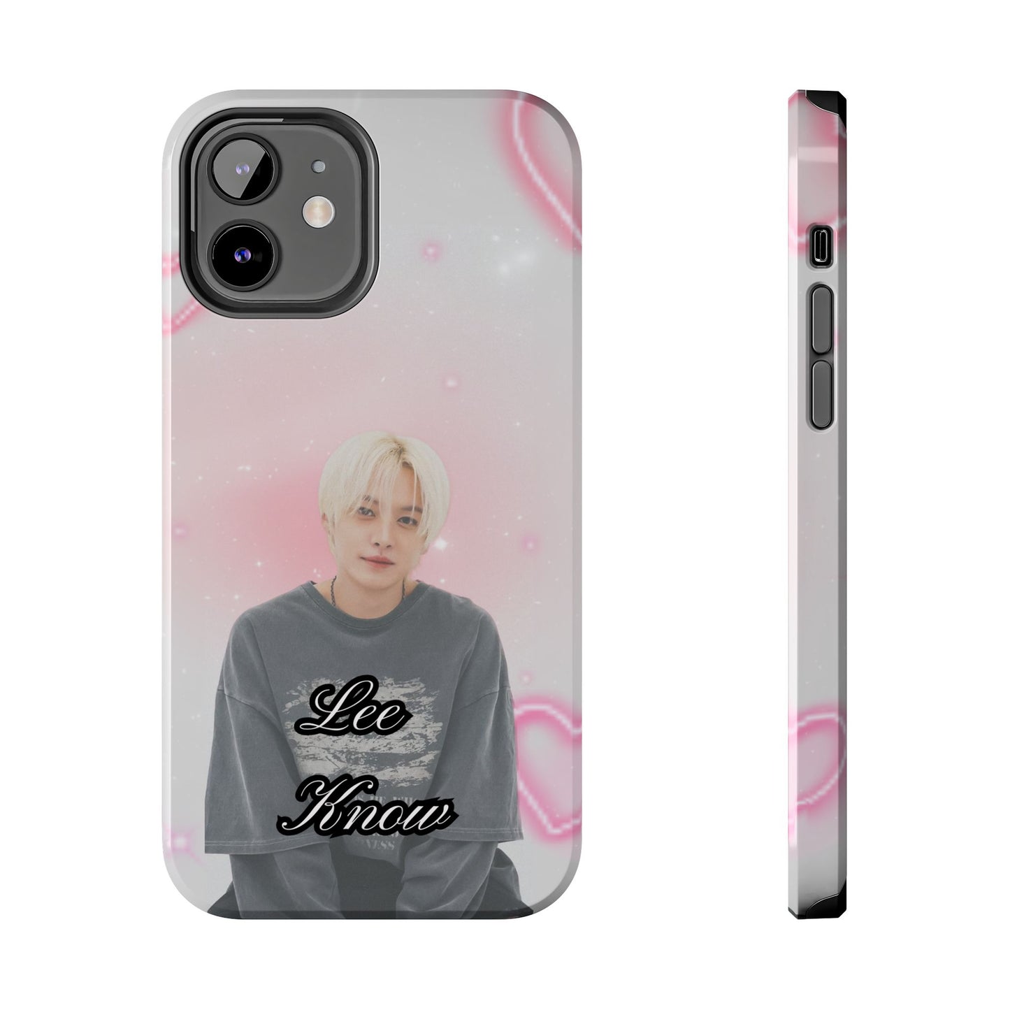 Lee Know Tough Phone Case — Pink Heart Photo Design