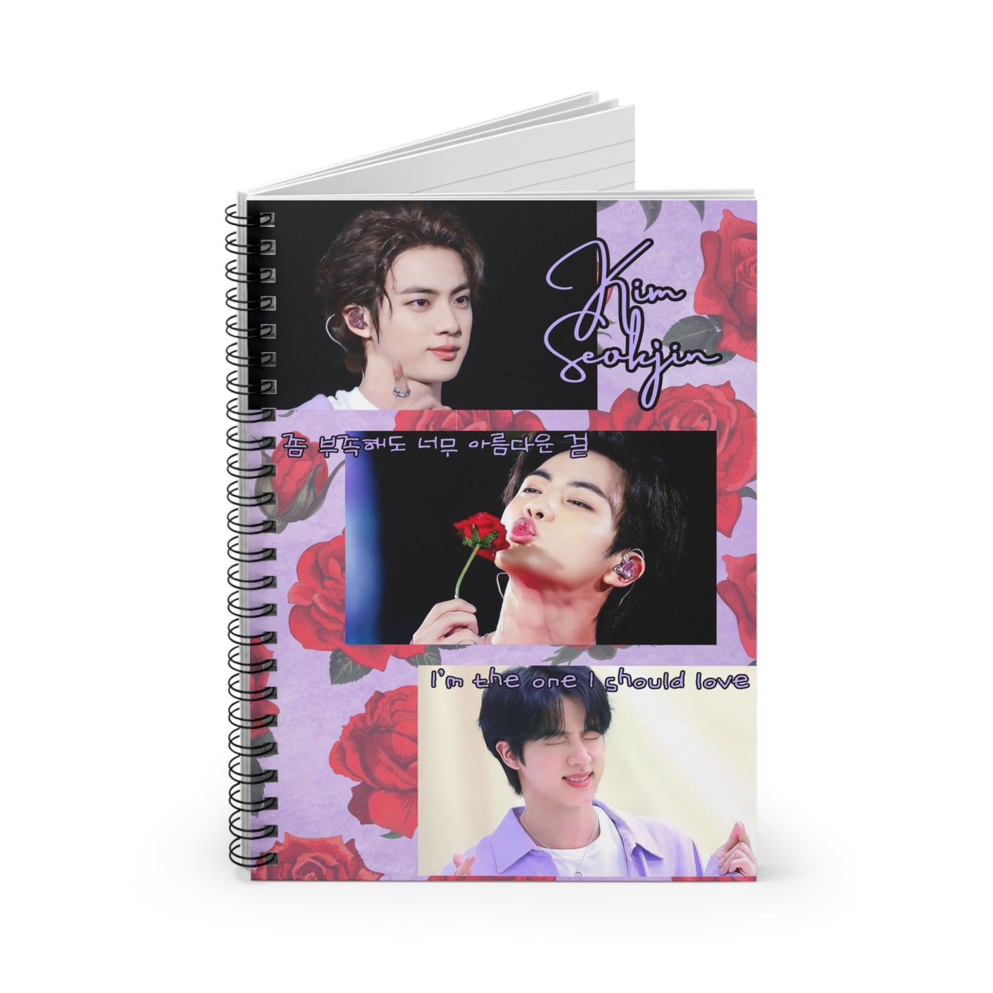 Seokjin Inspired Spiral Notebook - Ruled Line with Floral Design