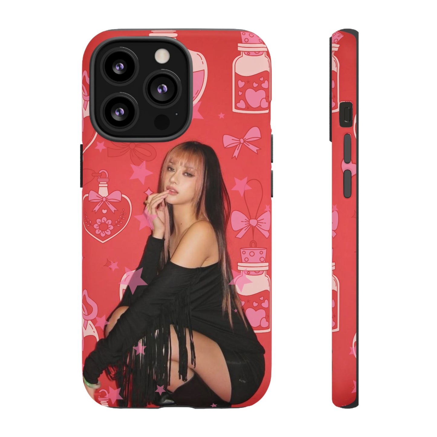 Megan Phone Case — Pink Heart & Perfume Pattern