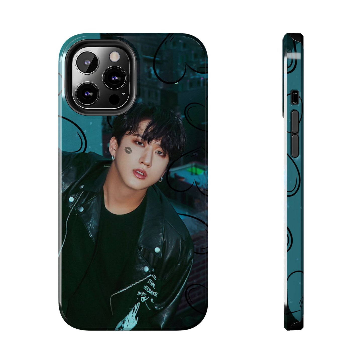 Seo Changbin Tough Phone Case — Moody Teal Portrait Design