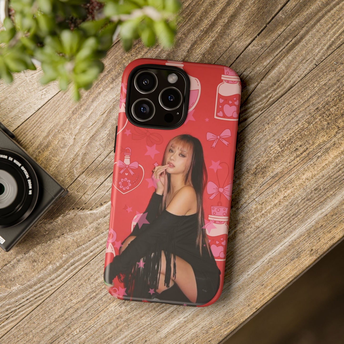 Megan Phone Case — Pink Heart & Perfume Pattern