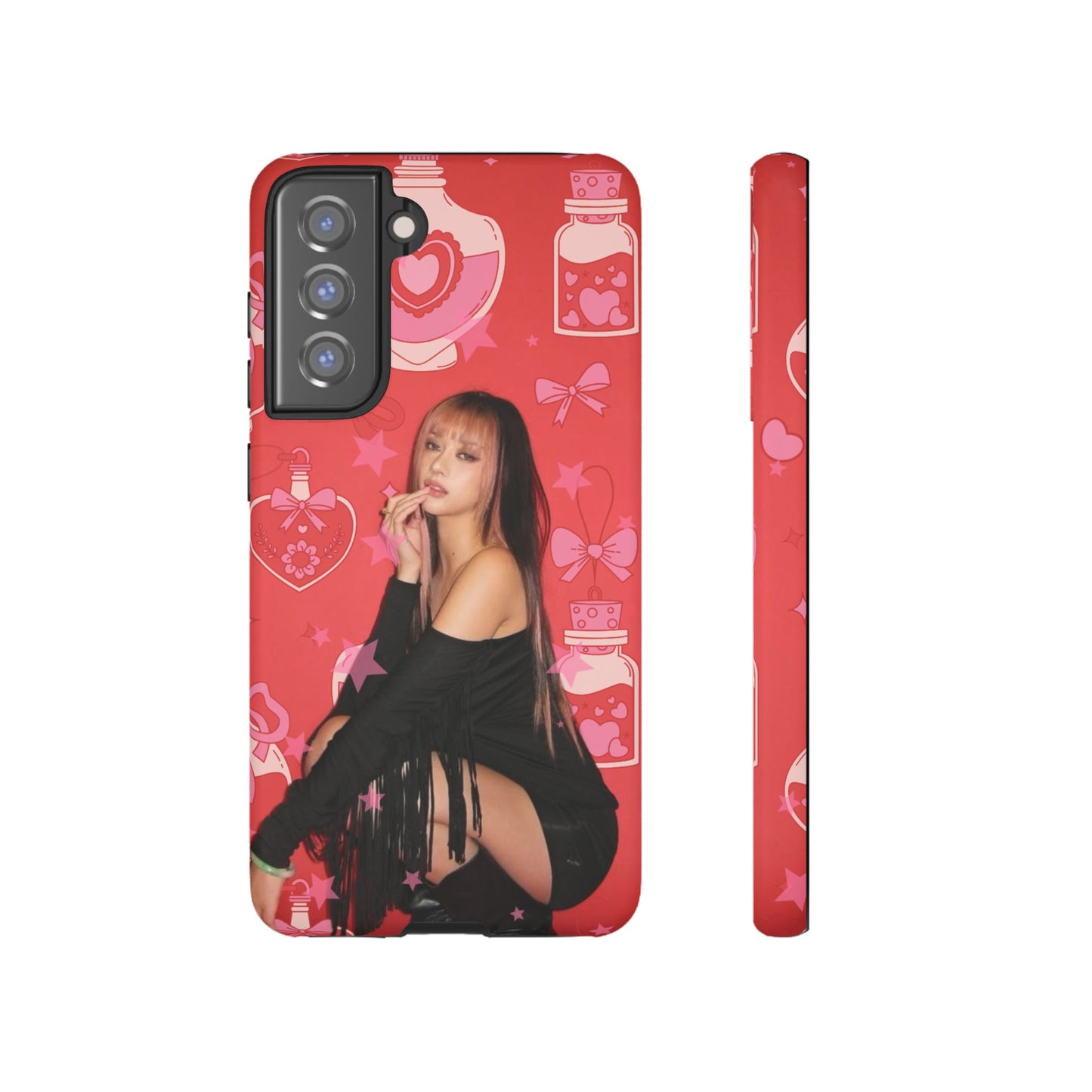 Megan Phone Case — Pink Heart & Perfume Pattern