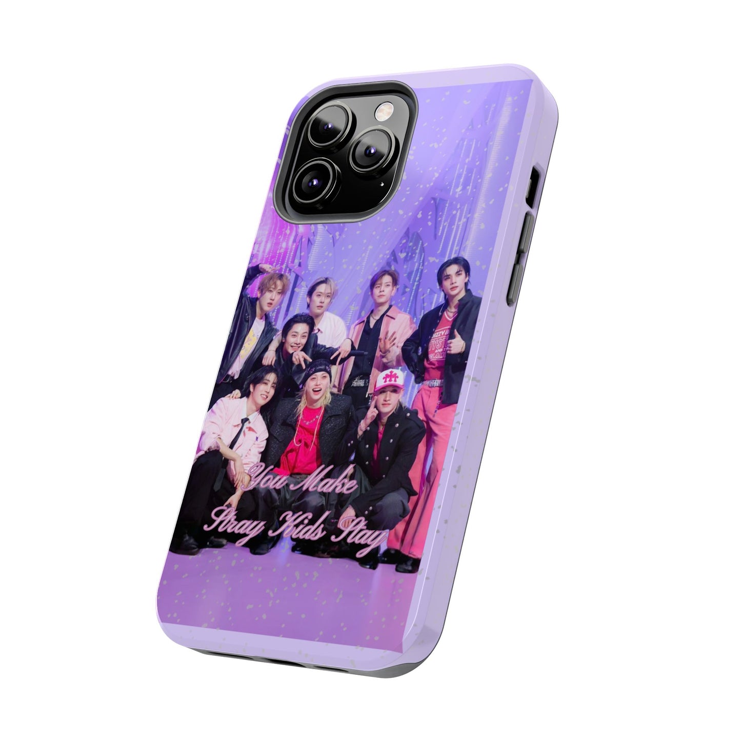 Stray Kids Photo Tough Phone Case — "You Make Stray Kids Stay" Purple K‑Pop Protective Cover